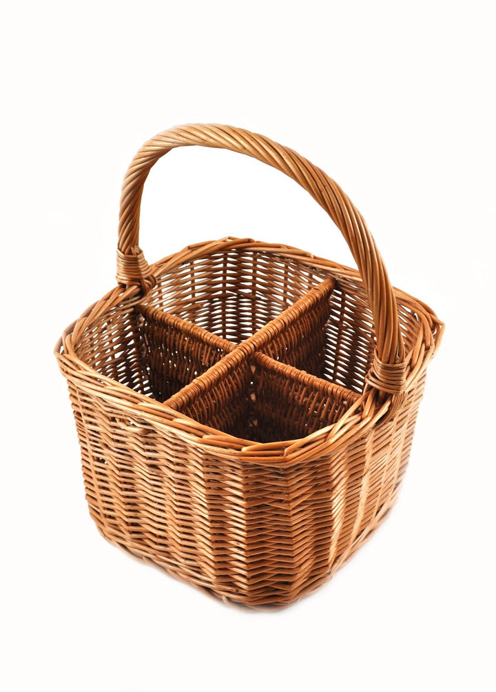 MyBer® Weidenkorb Flaschenkorb Tragekorb Korb aus Weide für 4 Flaschen braun K14-121