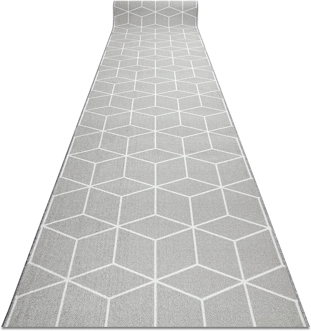 Läufer Antirutsch Cube Würfel, Gummi grau 90x250 cm 90x250 cm Cube Grau, 90x250 cm Cube Grau