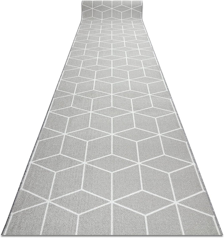 Läufer Antirutsch Cube Würfel, Gummi grau 90x250 cm 90x250 cm Cube Grau, 90x250 cm Cube Grau