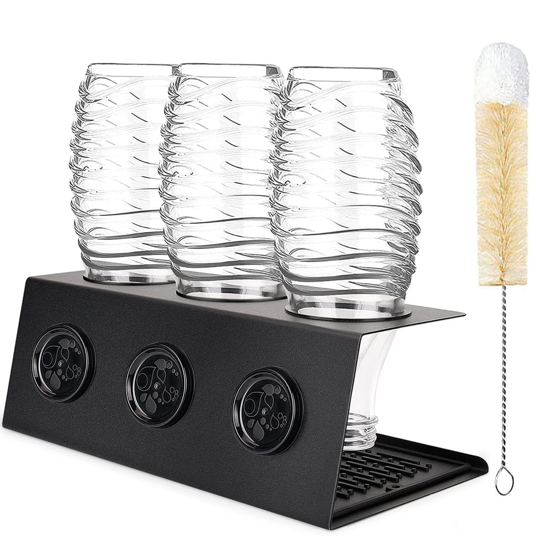 Flaschenhalter für SodaStream, 3er Abtropfhalter aus Edelstahl Abtropfständer mit Herausnehmbare Abt