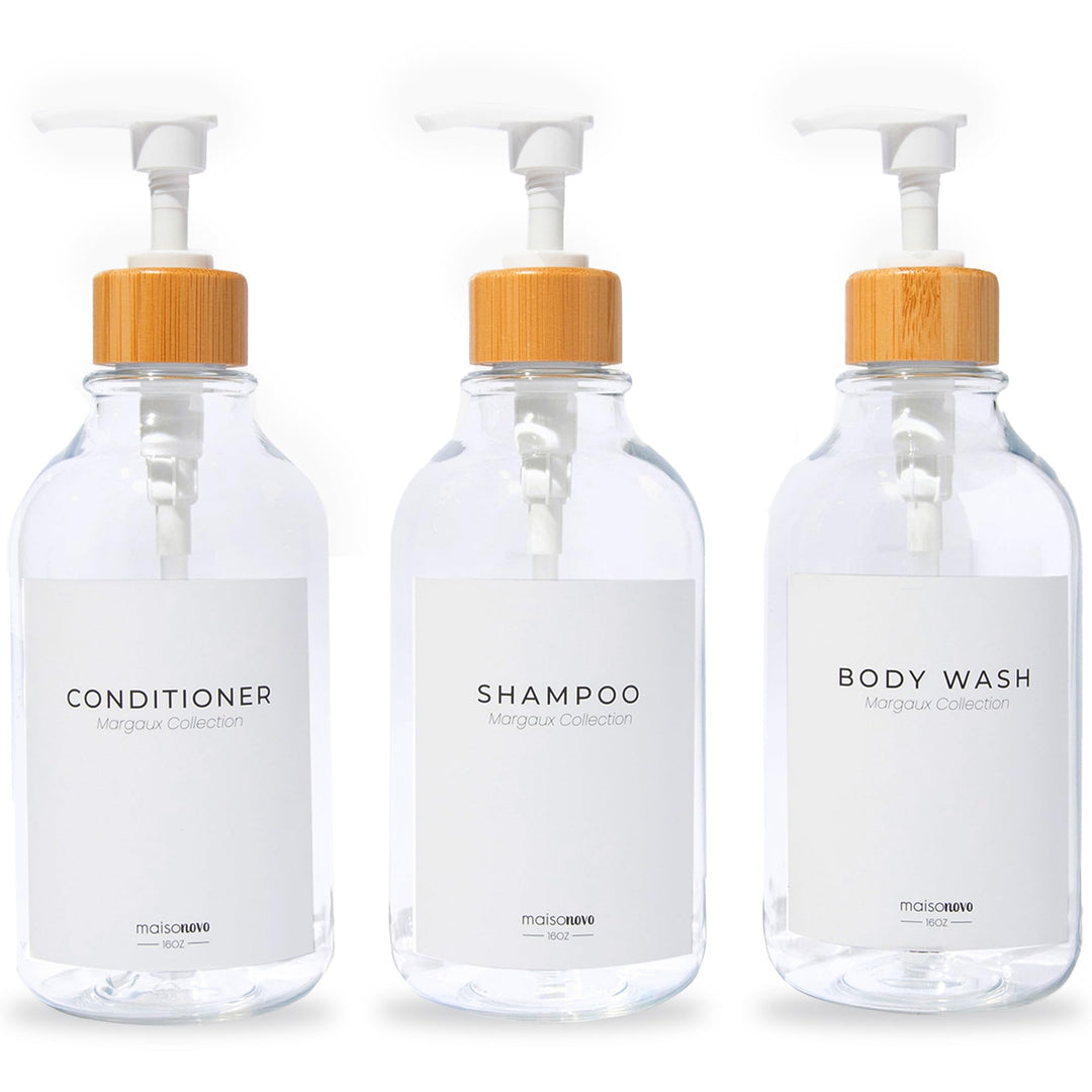 MaisoNovo Shampoo Flaschen zum befüllen - Duschgel Spender - 500-ml-Set mit 3 transparenten Plastikf