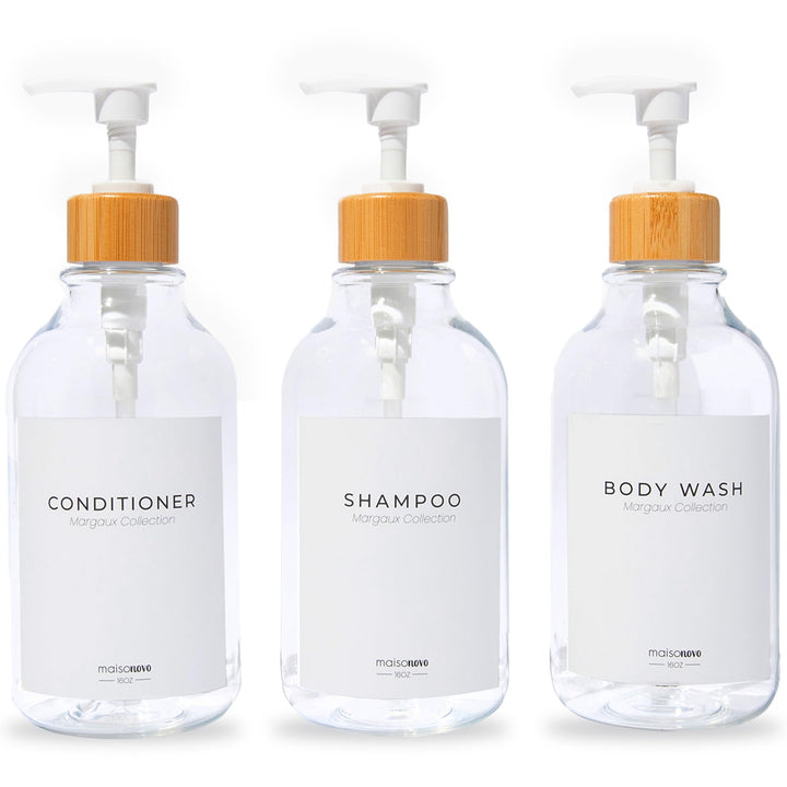 MaisoNovo Shampoo Flaschen zum befüllen - Duschgel Spender - 500-ml-Set mit 3 transparenten Plastikf