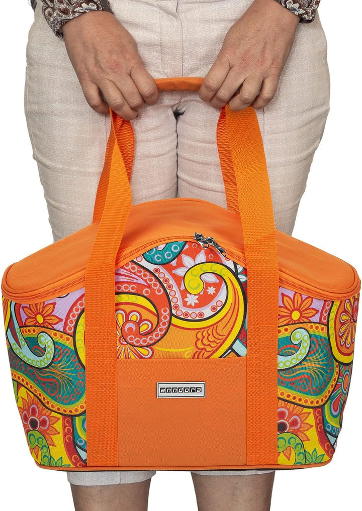 anndora Kühltasche mit Tragegriff 20 Liter - inkl. 3 anndora Kühlakkus - Farbwahl 251 PAISLEY, 251 P