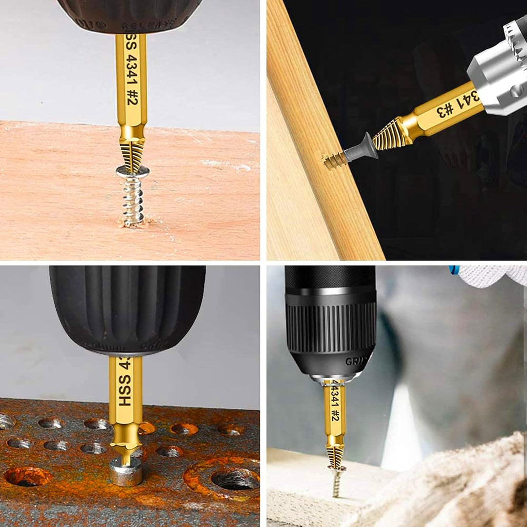 HSS 4341 Schraubenausdreher Set, 5-teilig, M3-M18, Beschädigte Schrauben Entferner, Linksdreher mit