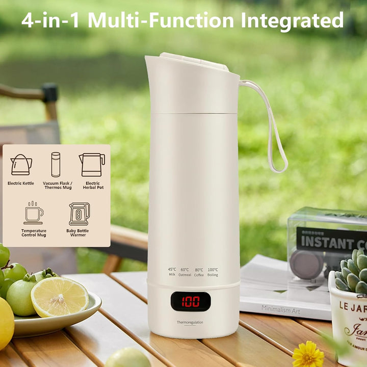 Elektrischer Reisewasserkocher Klein 400ML, Kleiner Wasserkocher Reise Schnelles Kochwasser mit Temp