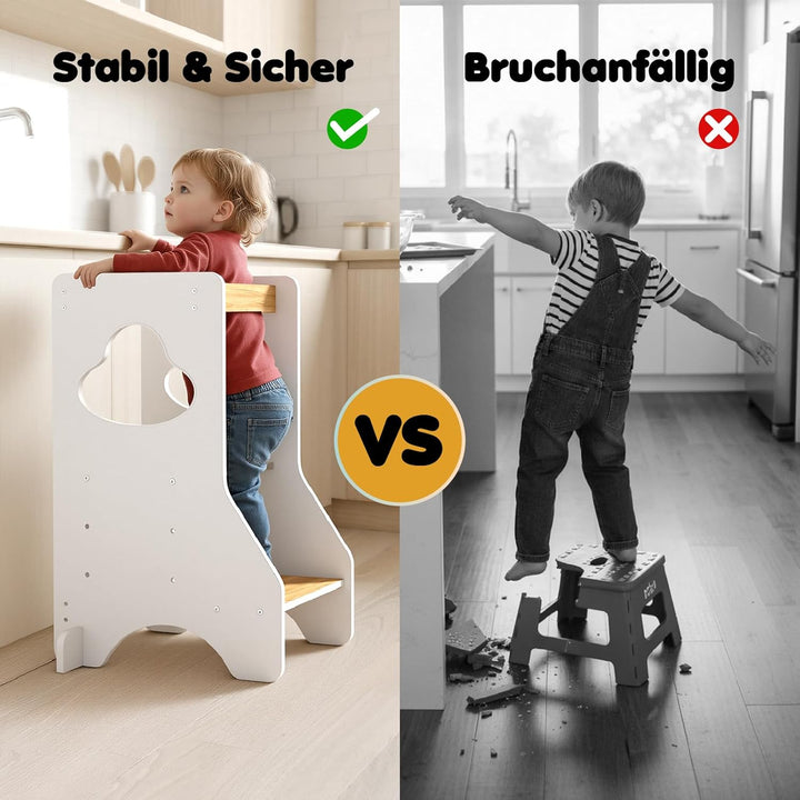 COSYLAND Lernturm ab 1 Jahr - Learning Tower - Höhenverstellbar Montessori Lernturm mit Kippschutz,
