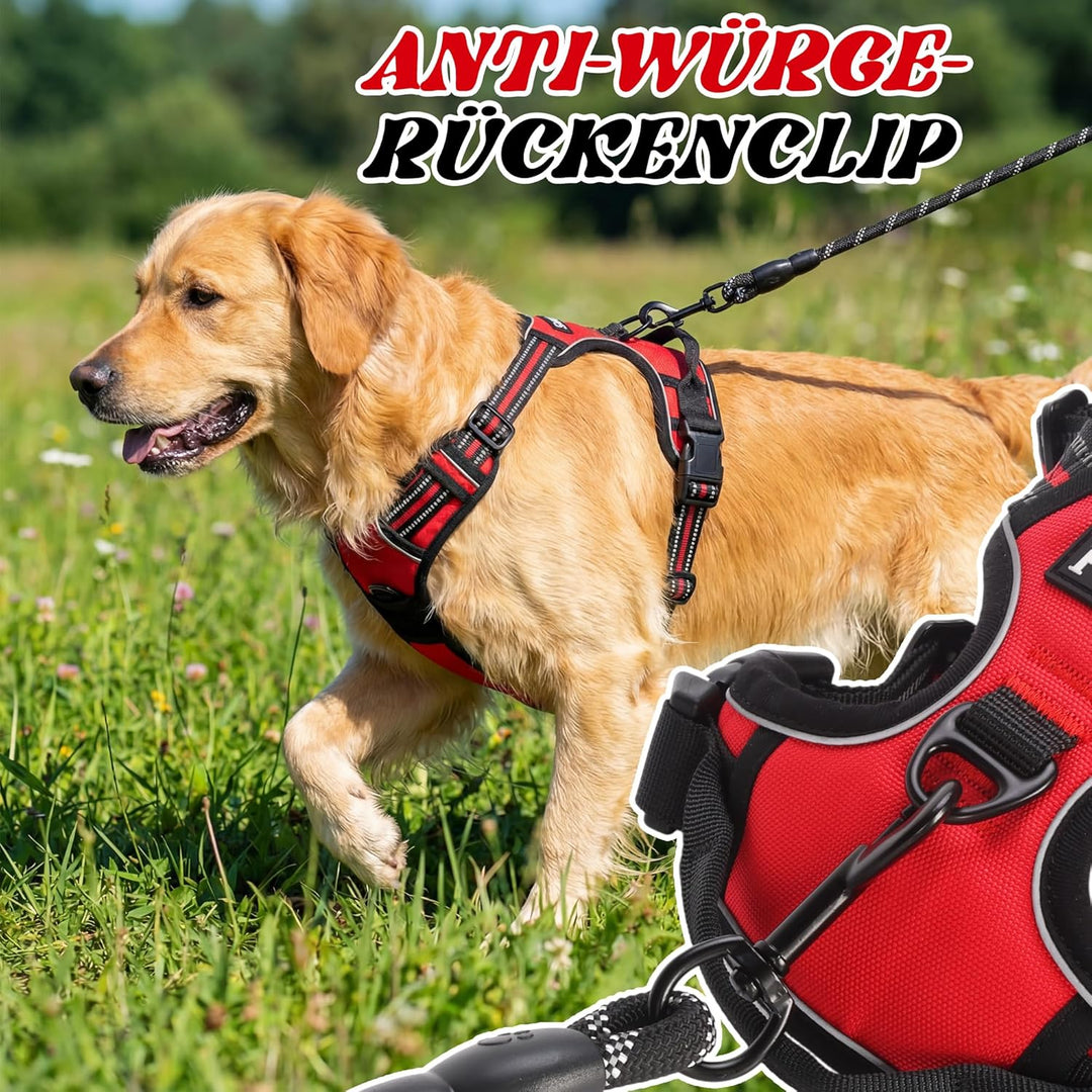 Funfox Hundegeschirr Mittelgrosse Hunde, Anti Zug Brustgeschirr Verstellbares Geschirr Hund, Antizie