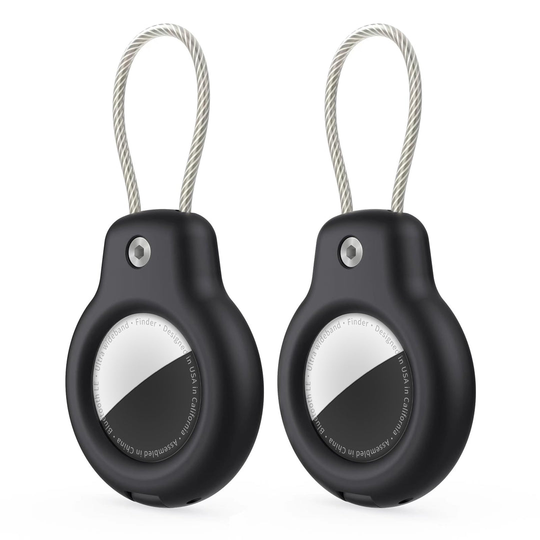 SPGUARD Kompatibel mit Apple AirTag Anhänger Secure Halter mit Kabel, 2er Pack Air Tag Lock Case Sch