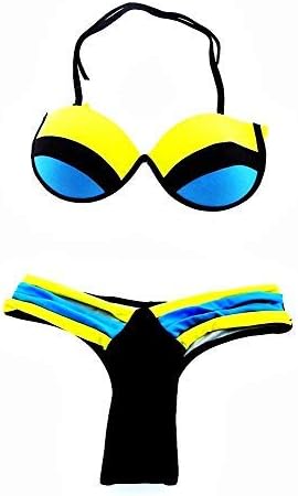 Badeanzug - Zwei Stücke - Bikini - Erwachsene Frau - Mädchen - sexy - blau und gelb - Geburtstagsges