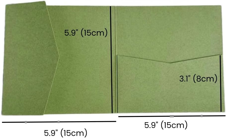 MillaSaw Olivgrün, Hochzeitseinladung, 15 x 15 cm, 25 Stück (olivgrün matt), olivgrün matt
