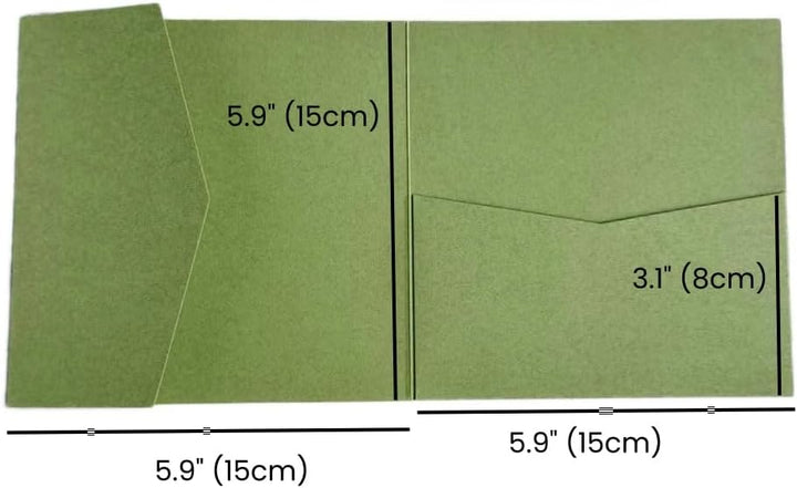 MillaSaw Olivgrün, Hochzeitseinladung, 15 x 15 cm, 25 Stück (olivgrün matt), olivgrün matt