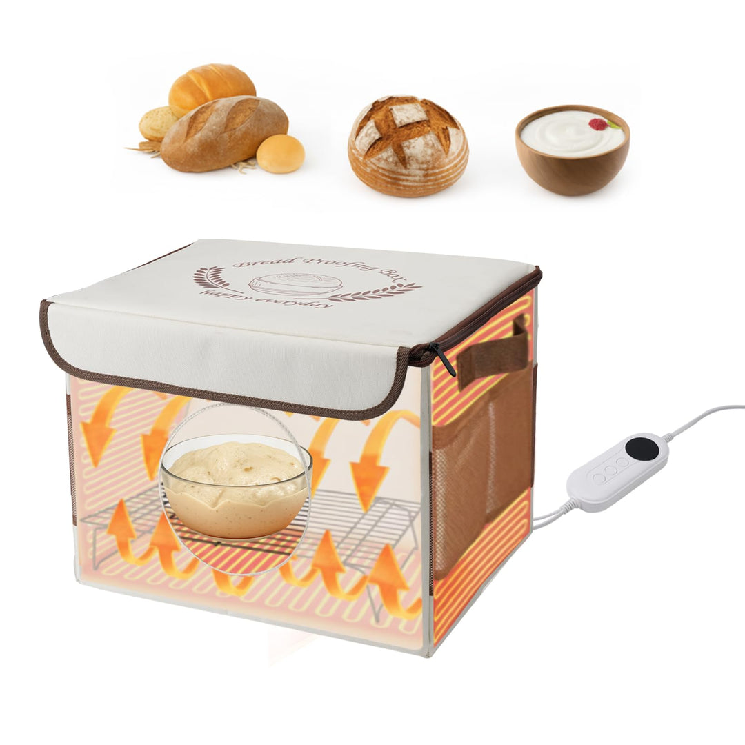 Brot Gärbox mit Heizung, Faltbare Brot Gärschrank Einstellbare Temperatur und Timer, Teiggärbox zum