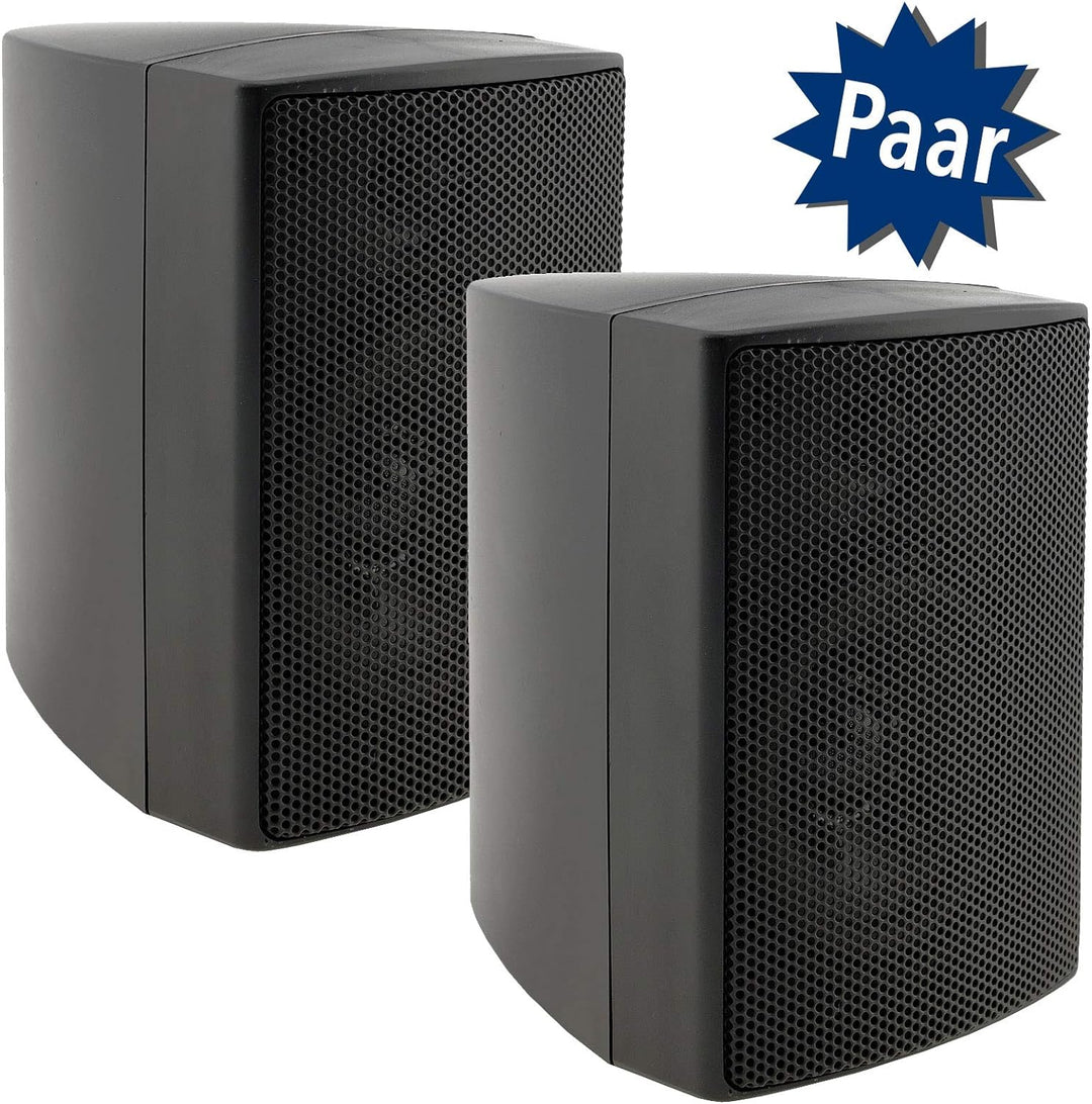 ChiliTec 2-Wege Lautsprecher Schwarz, Paar, Wand-Lautsprecher für HiFi Stereoanlage Heimkino, 40Watt