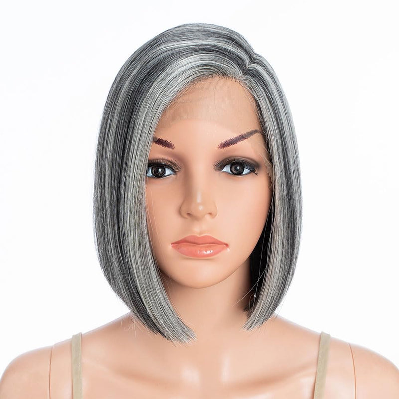 Début Lace Front Perücke für schwarze Damen Bob Perücke für weisse Damen Kunsthaar 24 cm 120g Natur