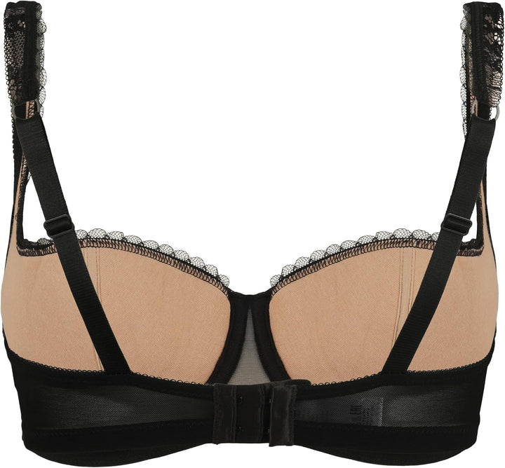 Rosme Lingerie Balconette-BH mit gepolsterten Trägern für Damen, Kollektion Eliza 70B Schwarz, 70B S