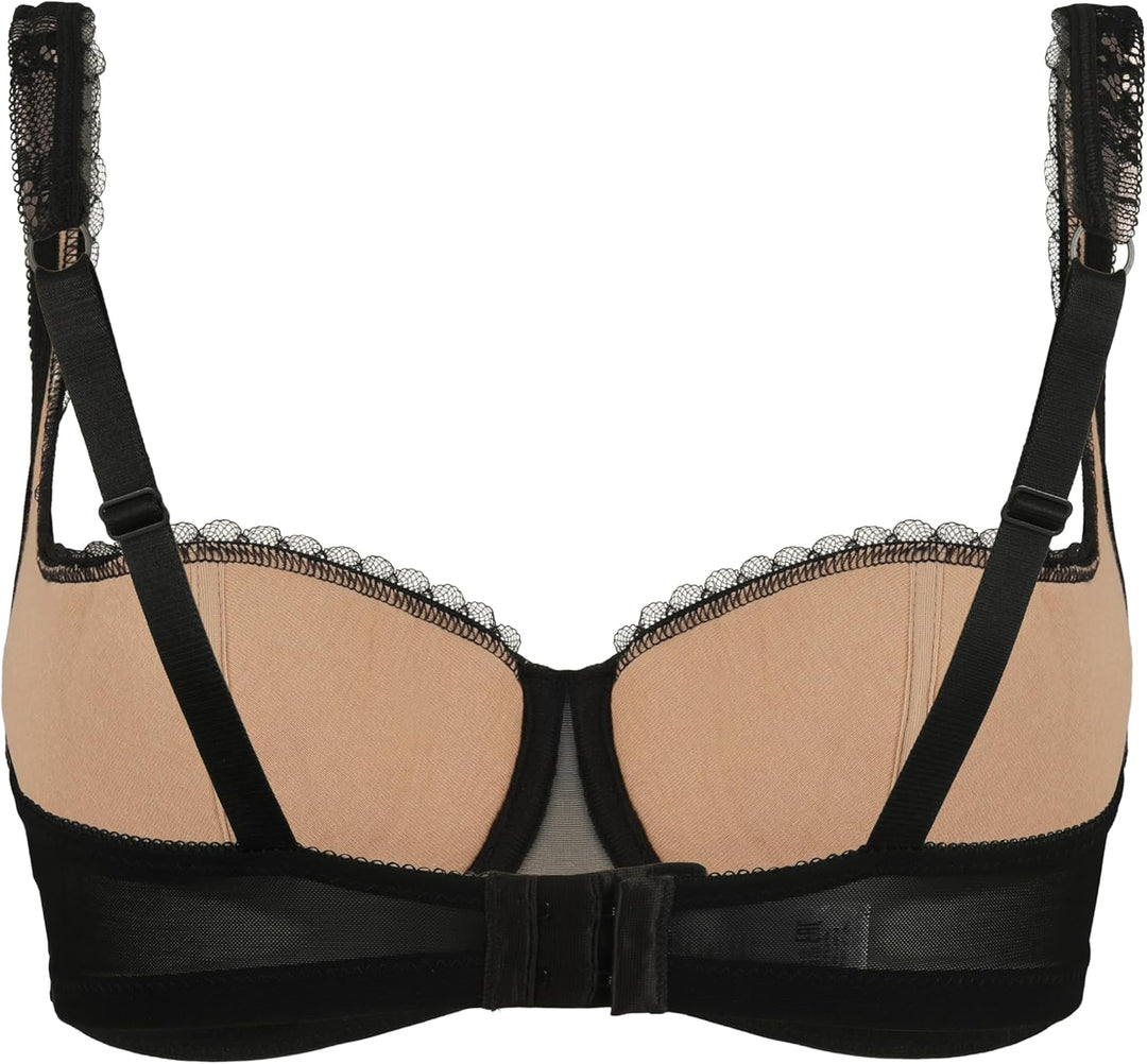 Rosme Lingerie Balconette-BH mit gepolsterten Trägern für Damen, Kollektion Eliza 70C Schwarz, 70C S
