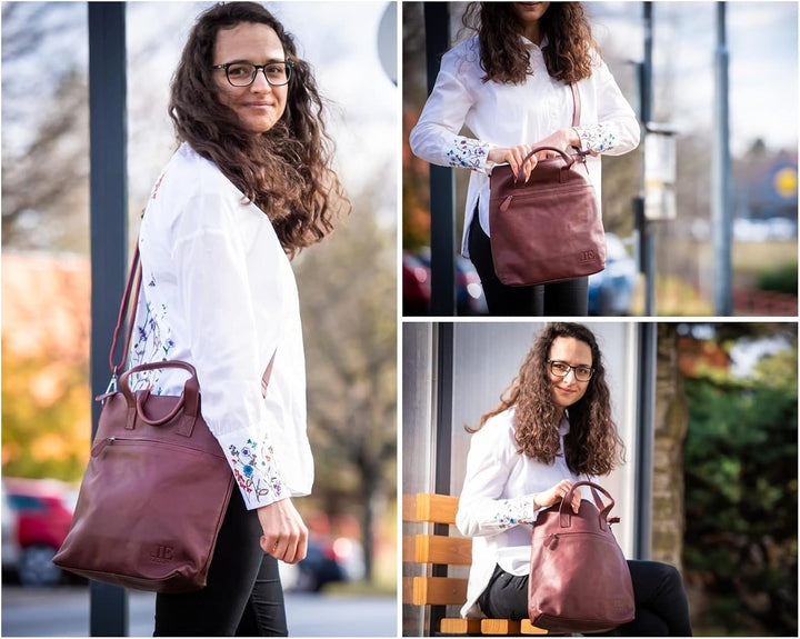 LECONI Schultertasche Henkeltasche Ledertasche für Damen echtes Leder Natur Shopper Lederhandtasche