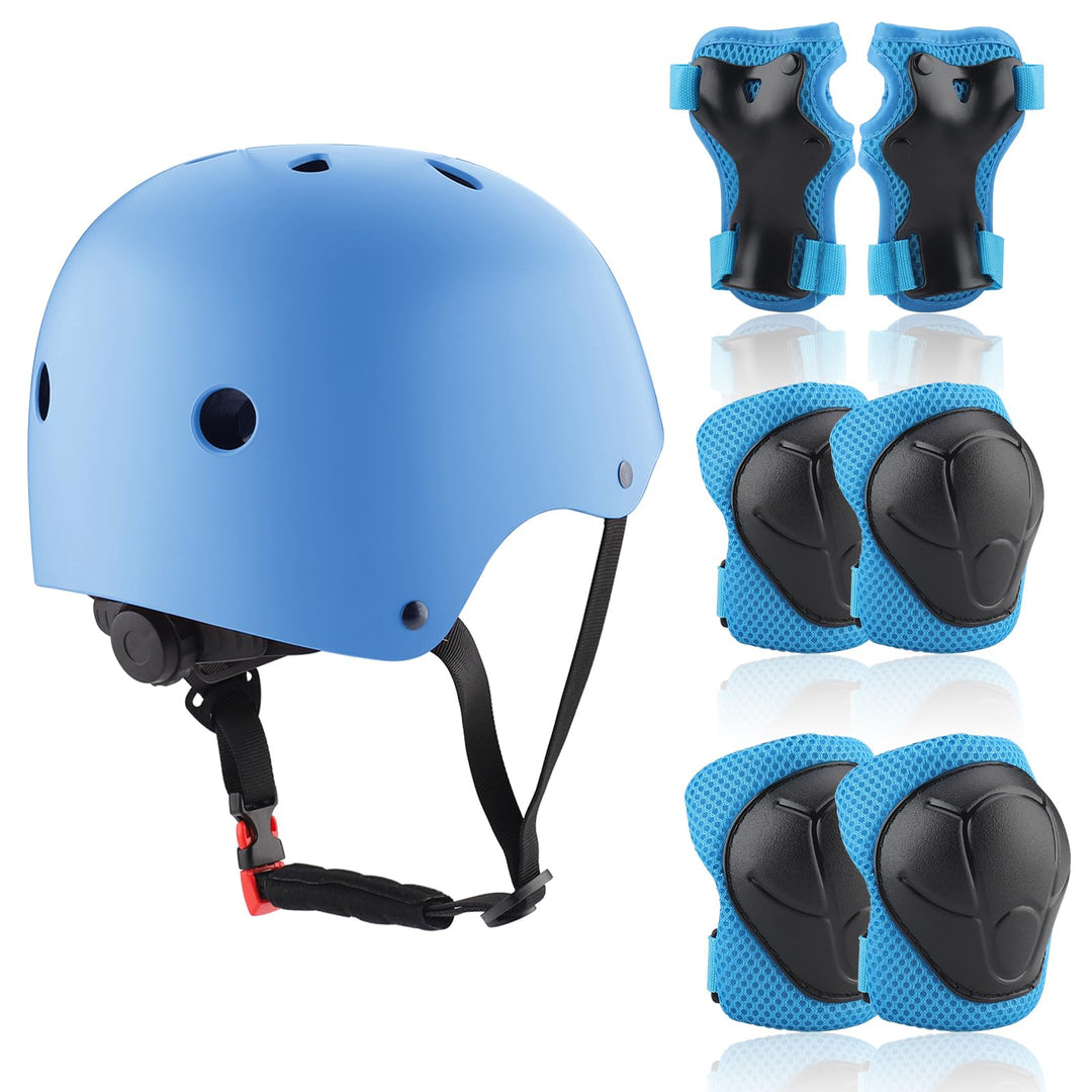 ZWOOS Kinder Knieschoner Set mit Helm, Inliner Schutzausrüstung Kinder 3-10 Jahre, Knieschützer Kind