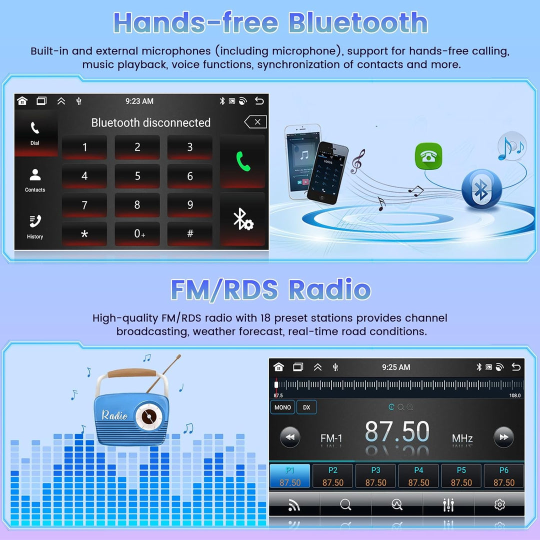 [8Cores 4G+64G] Hikity Android 15 Autoradio für VW Golf 4 T5 Polo Passat 7Zoll Touch Display Auto Ra