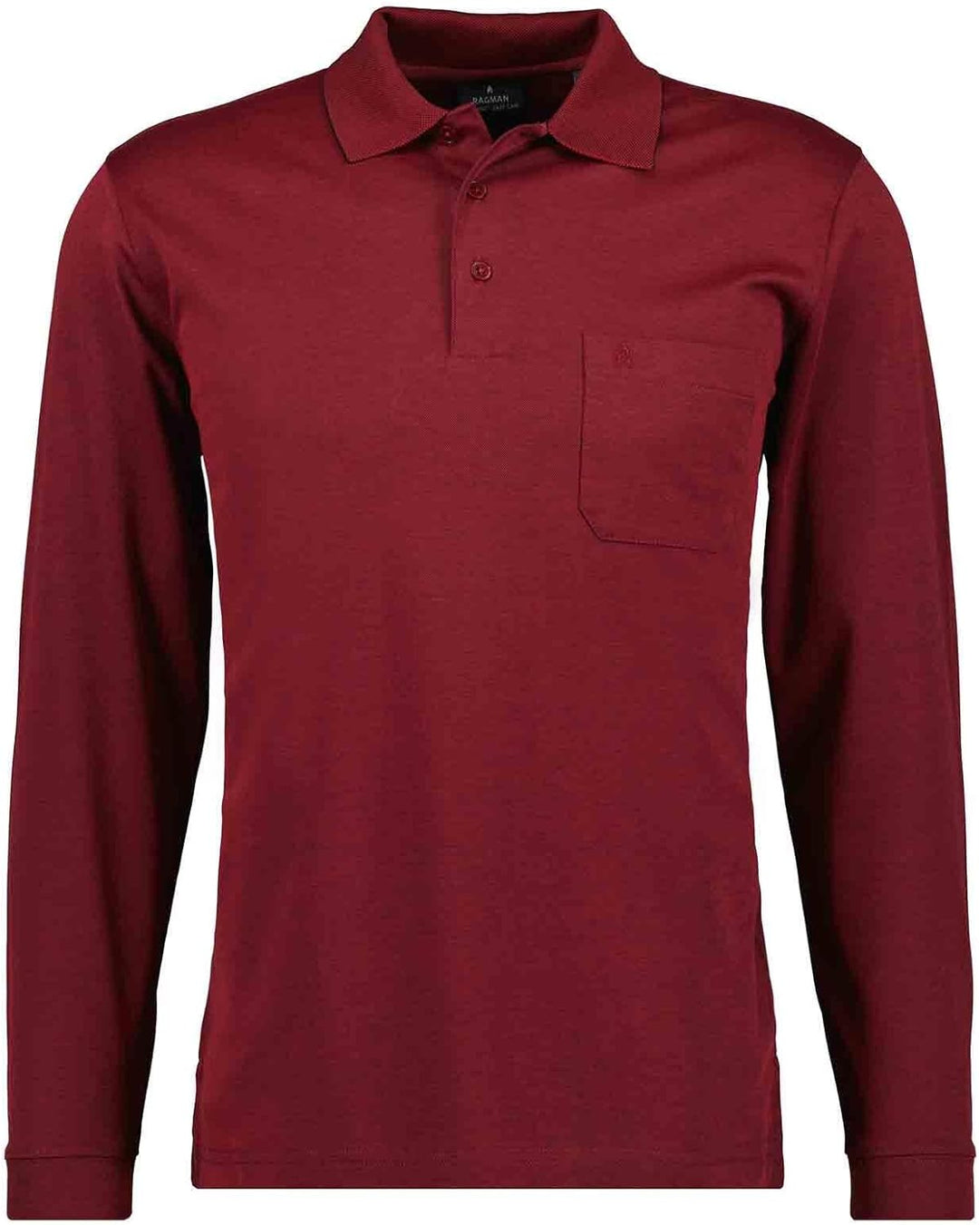 RAGMAN Herren Softknit-Polo mit Brusttasche, Langarm S Rot-060, S Rot-060