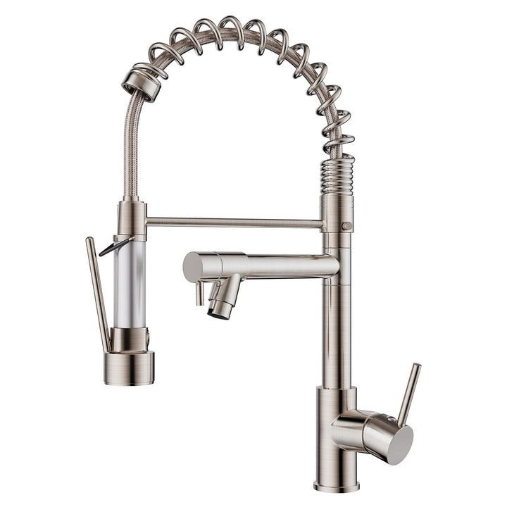 FORIOUS Wasserhahn Küche Schwarz,Edelstahl-Küchenarmatur, Spülarmaturen Küche, Zweigriff-Mischbatter
