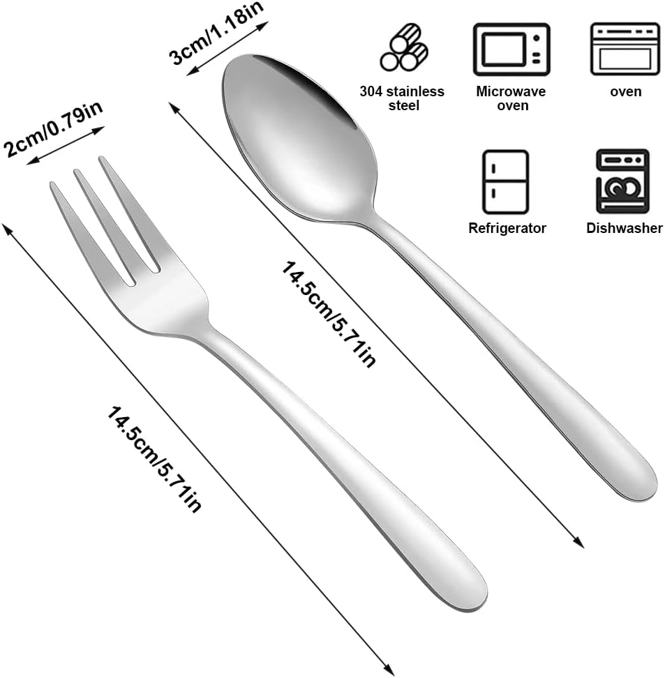 Kaffeelöffel und Kuchengabeln Set 24 Stück, Kleine Löffel und Gabeln Set, Kaffeebesteck Edelstahl fü