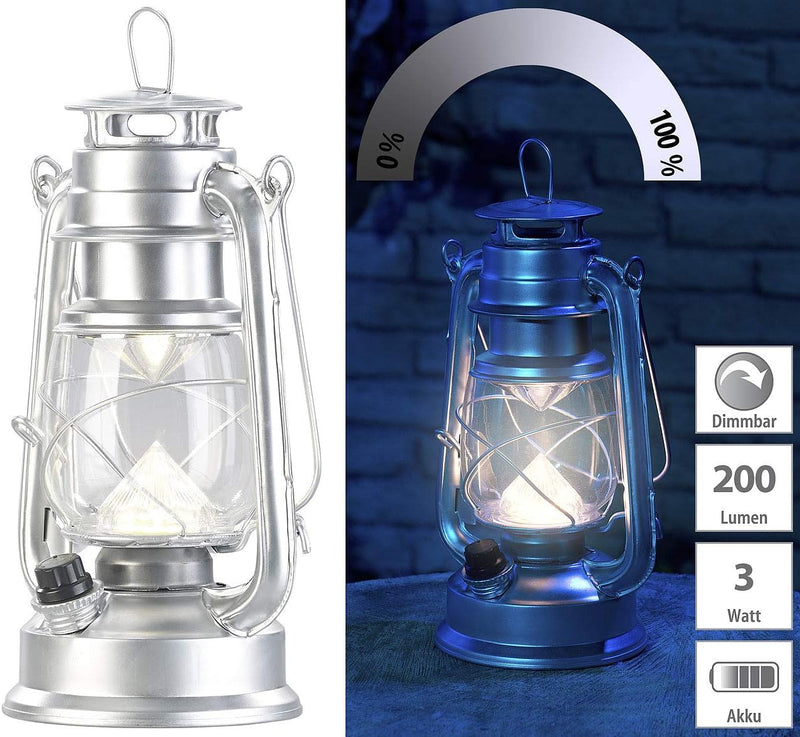 Lunartec Campinglaterne: 2er-Set ultra helle LED-Sturmlampen, Akku, 200 lm, 3 Watt (Sturmlaterne Akk