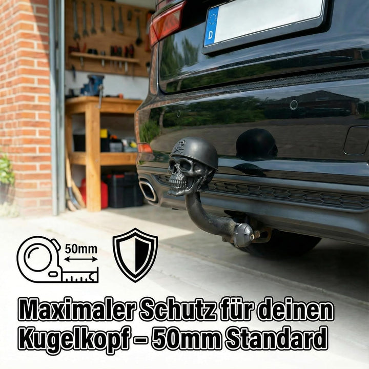 Totenkopf Anhängerkupplung Abdeckung – Schutzkappe für 50mm Kugelkopf – Schädel Design – Robuster Ku