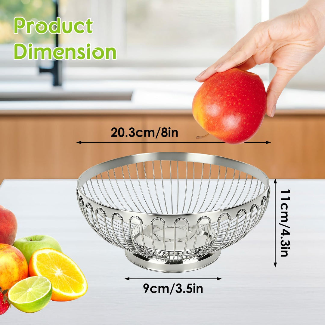 Tissting Obstschale Silber Edelstahl Obsttablett 20cm/22cm/24cm/26cm Runde Snack Gemüse Schale Europ