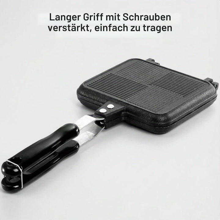 Elsjoy Aluminium Doppelseitige Bratpfanne, Toastpfanne mit Hitzebeständigem Griff, Antihaftbeschicht