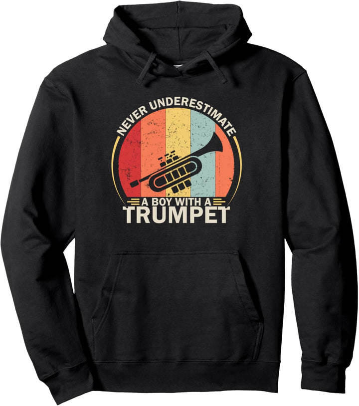 Unterschätzen Sie nie einen Jungen mit der Trompete Pullover Hoodie