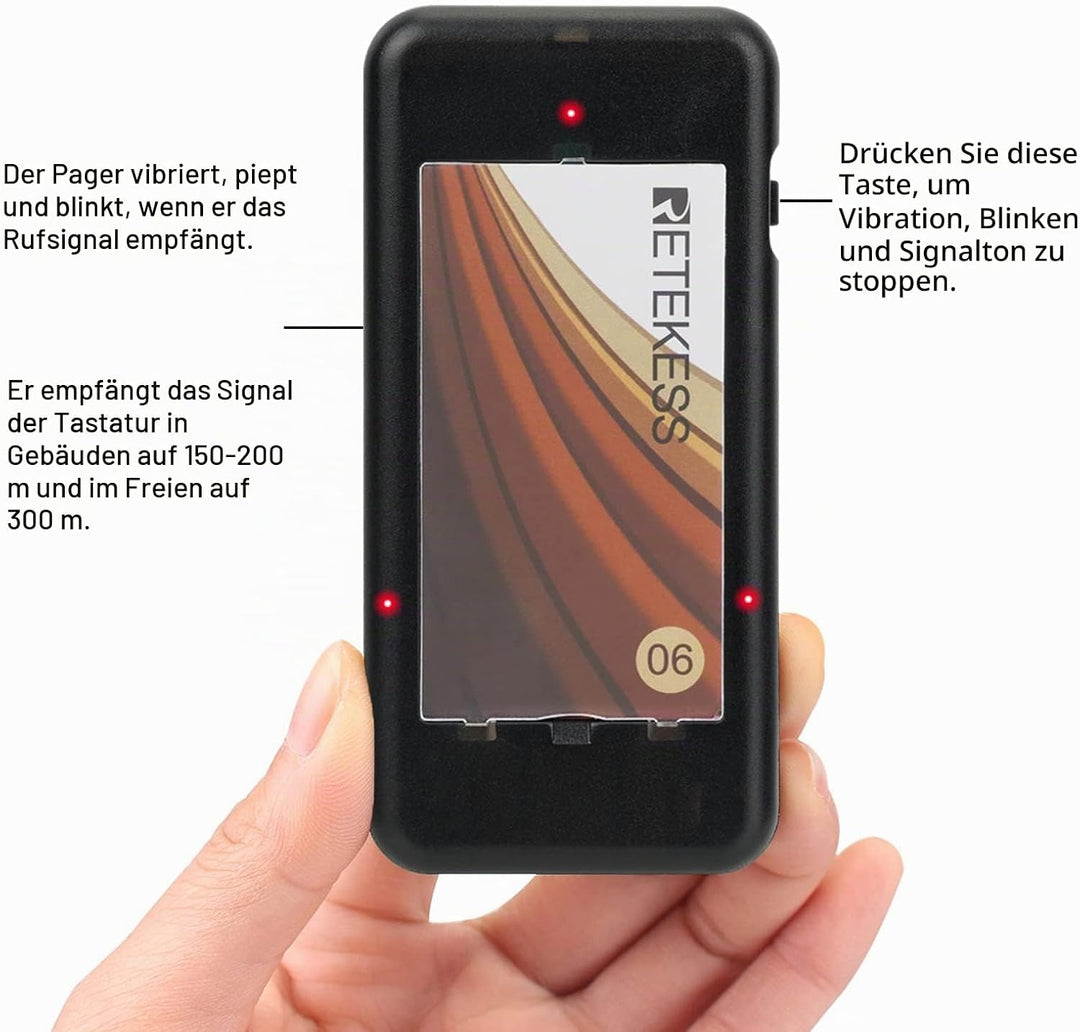 Retekess TD174 Pager Rufsystem, Pager System Restaurant, Einfache Grundlagen, 300M, 3 Anrufmodi, Lad
