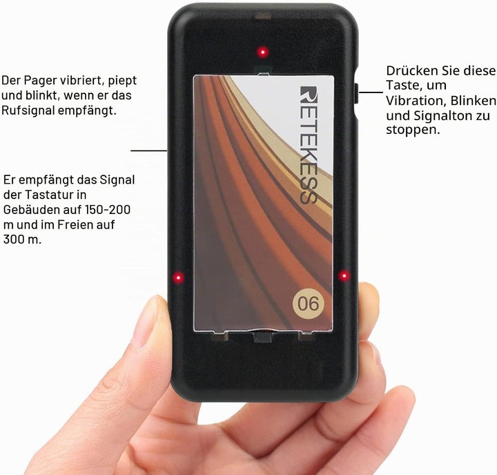 Retekess TD174 Pager Rufsystem, Pager System Restaurant, Einfache Grundlagen, 300M, 3 Anrufmodi, Lad