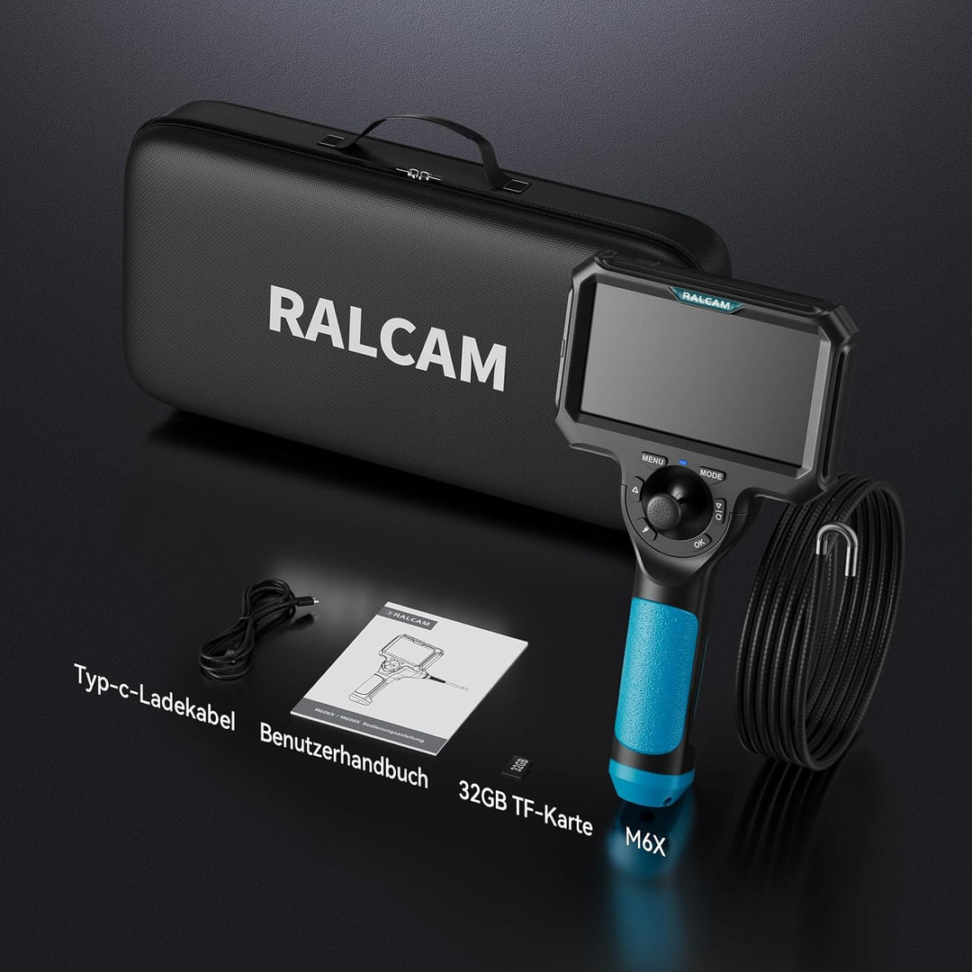 Ralcam Endoskopkamera 6,2mm Endoscope Camera - Endoskop 360° Inspektionskamera mit Licht 5,0" HD 128