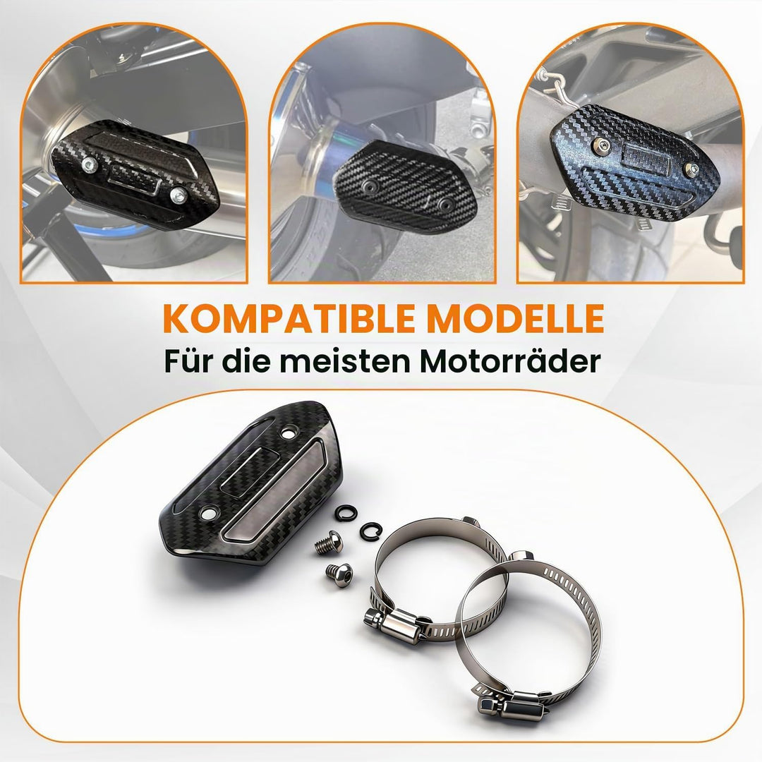Motorrad Auspuff Hitzeschild,Kohlefaser Motorrad Auspuffrohrabdeckung Hitzeschutzblech Schutz Univer
