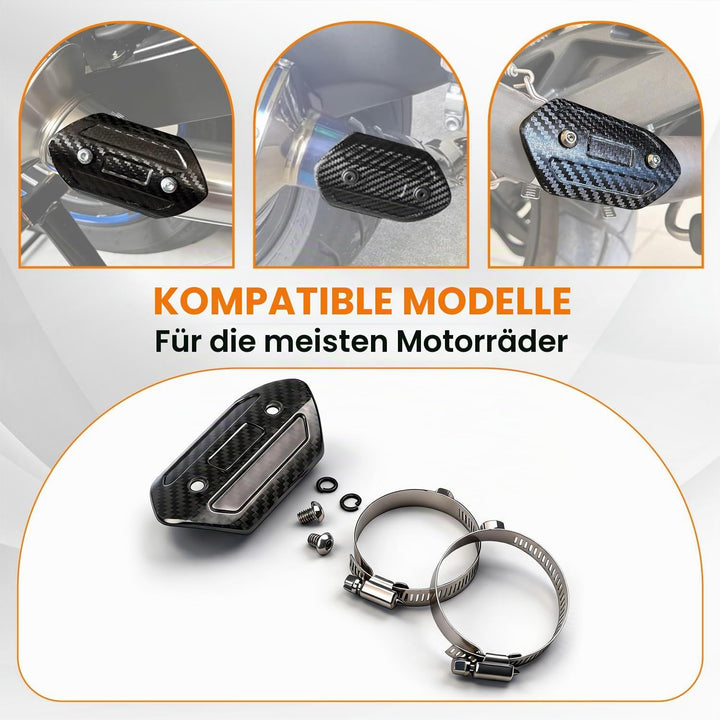 Motorrad Auspuff Hitzeschild,Kohlefaser Motorrad Auspuffrohrabdeckung Hitzeschutzblech Schutz Univer