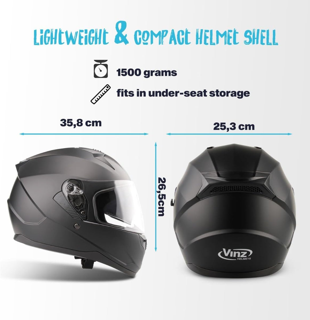 VINZ Kennet Integralhelm mit Sonnenblende | Motorrad Helm Vollvisierhelm Mopedhelm | Motorradhelm Fu