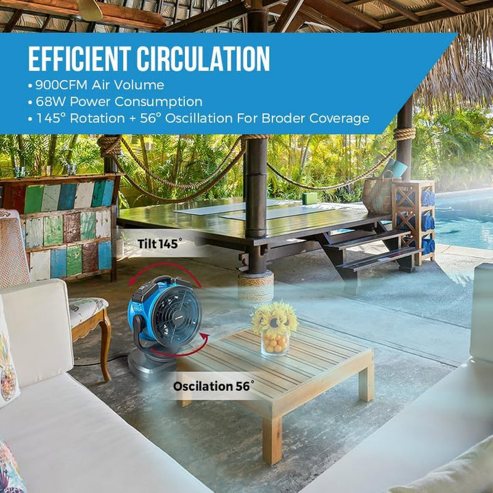 XPower Misting Fan Outdoor Cooling Oscillating Heavy Duty Powerful High Velocity Ideal for Camping,
