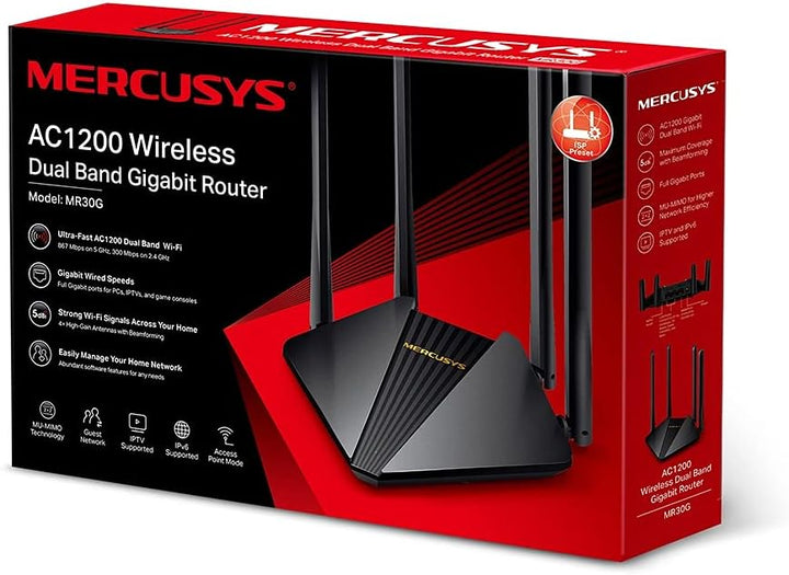 Mercusys MR30G Wireless Router Gigabit Ethernet Dual-Band (2.4 GHz / 5 GHz) Black