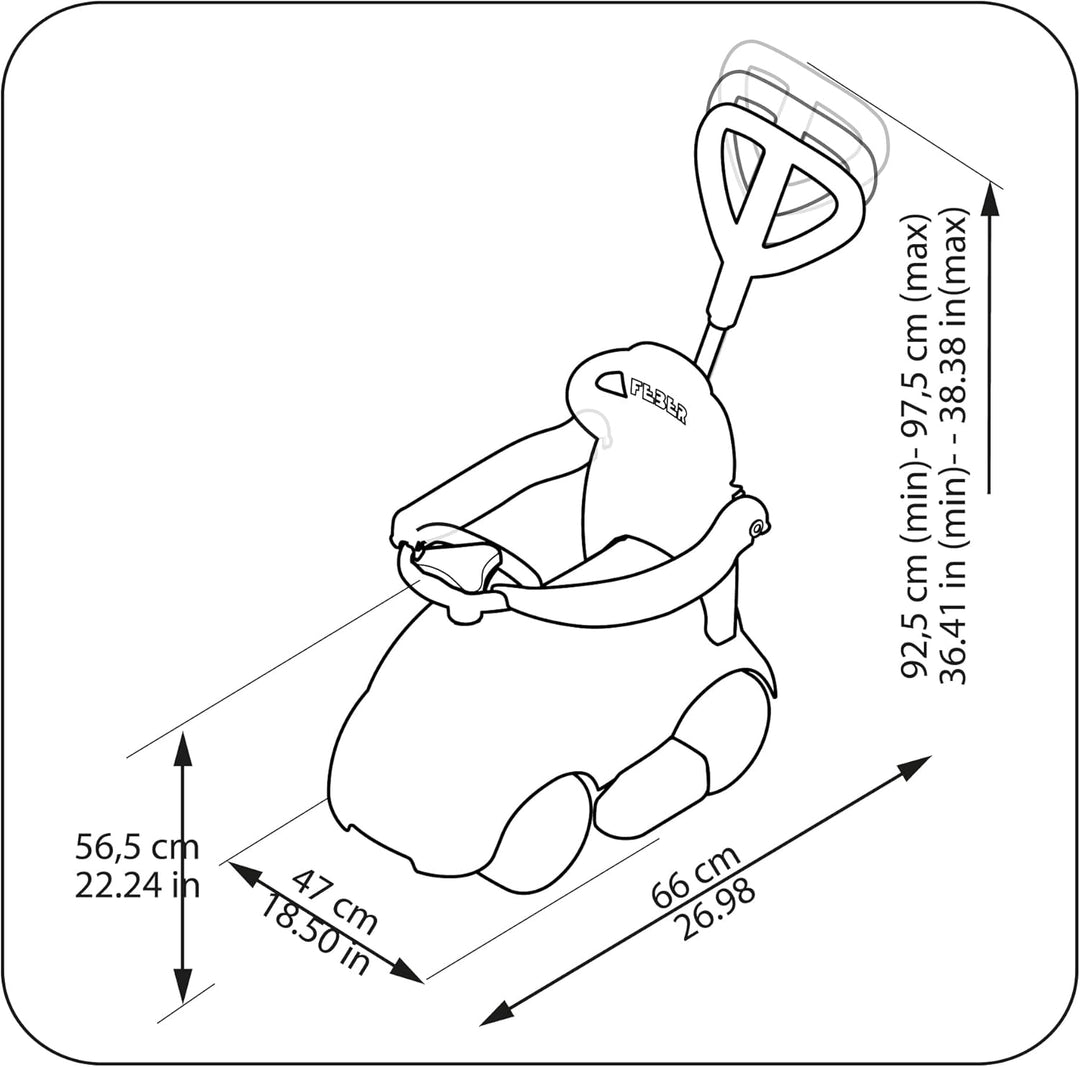FEBER - Motofeber Casual 3 in 1 Push N'Go, Schiebe-Laufrad, Schiebewagen und Lauflernhilfe in einem