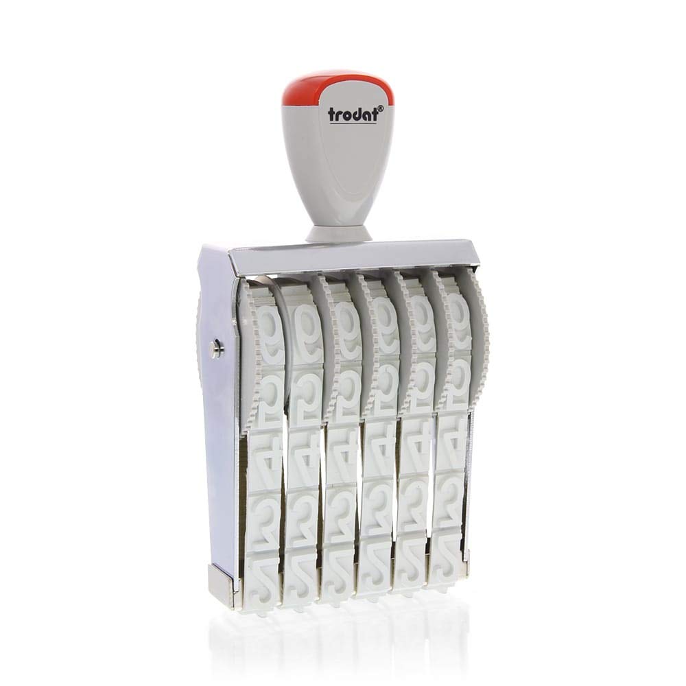 Trodat Bänderstempel 18mm, 6stellig, Zeichen pro Band 0-9 X,F,-,/,.,St.,No,1/2,1/4,3/4,