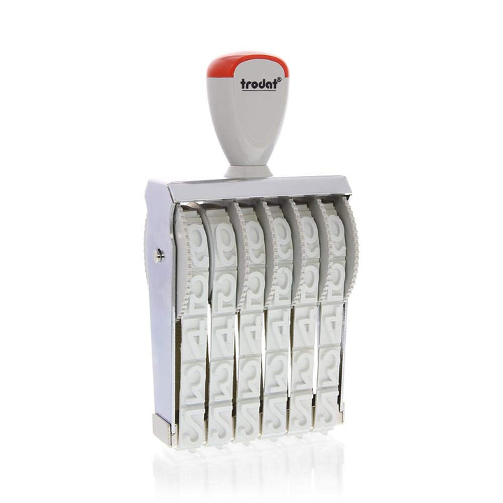 Trodat Bänderstempel 18mm, 6stellig, Zeichen pro Band 0-9 X,F,-,/,.,St.,No,1/2,1/4,3/4,