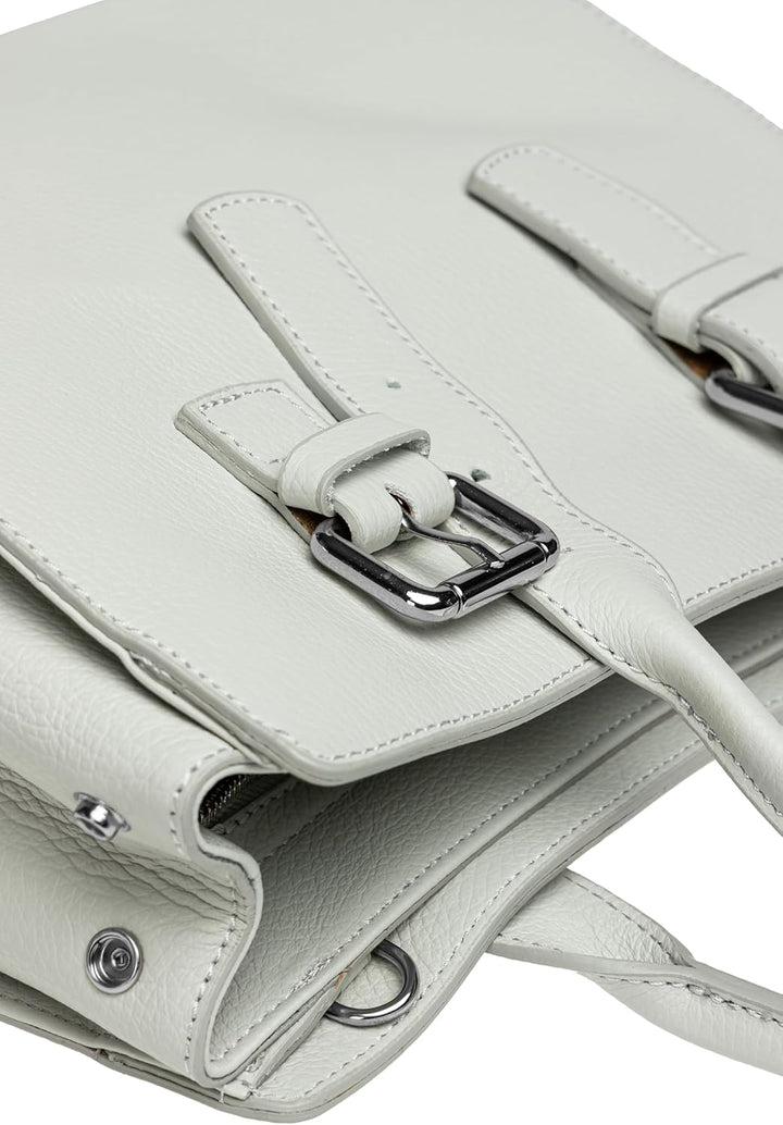 Caspar TL807 klassisch elegante Damen Leder Handtasche Einheitsgrösse Hellgrau, Einheitsgrösse Hellg