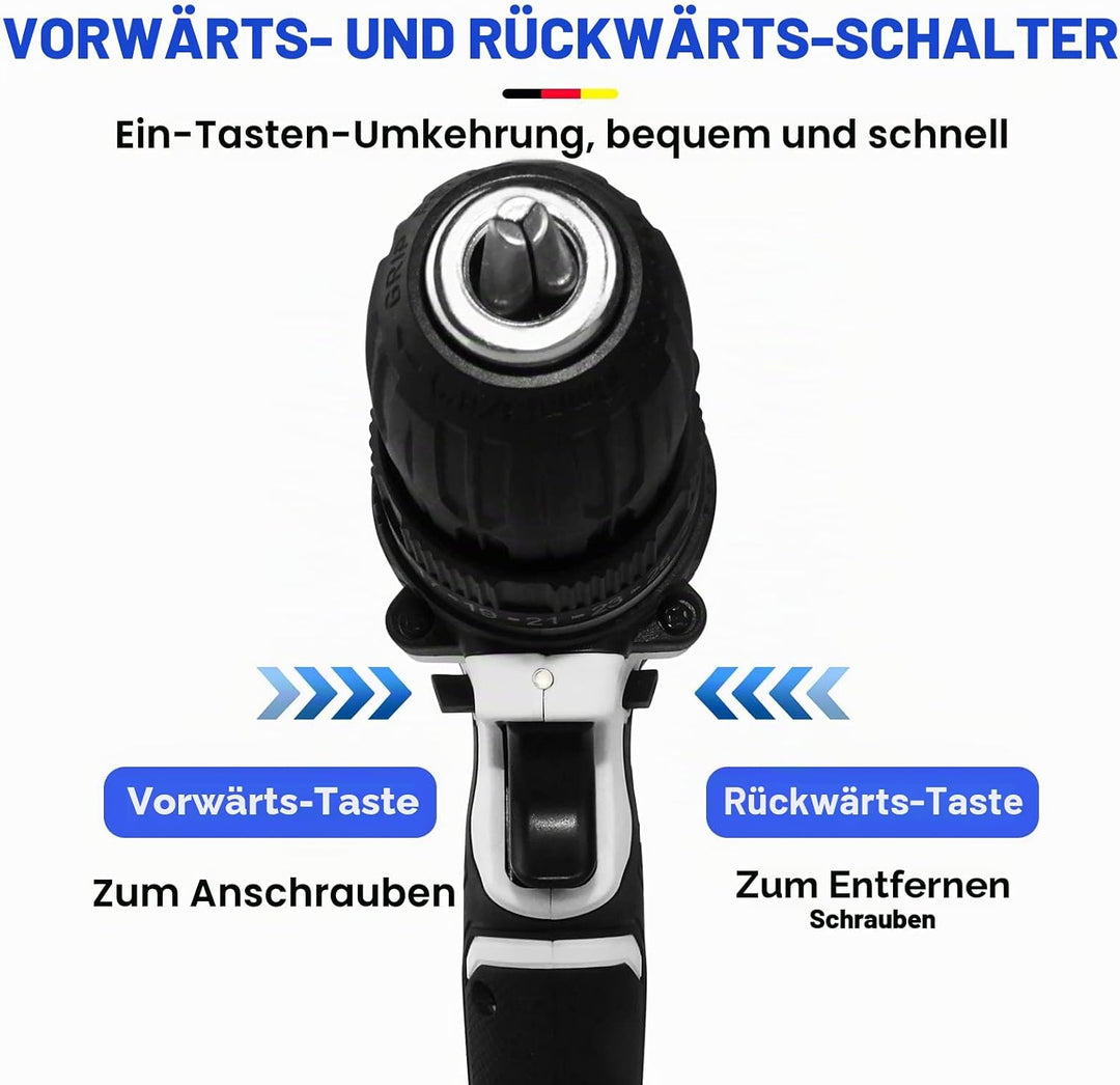 Akku-Bohrer-Set-Schlagbohrer-Schlagbohrer 21V mit Akku-Schnellladegerät, 1x 1500mAh Lithium-Ionen-Ba