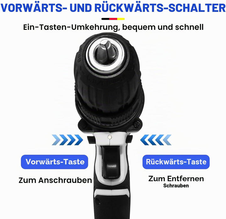 Akku-Bohrer-Set-Schlagbohrer-Schlagbohrer 21V mit Akku-Schnellladegerät, 1x 1500mAh Lithium-Ionen-Ba