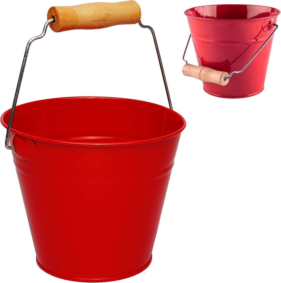 2 TLG. Set: Kleiner - Eimer + Giesskanne - Metall - rot - 1,5 Liter - Blech Kindereimer Blecheimer/M
