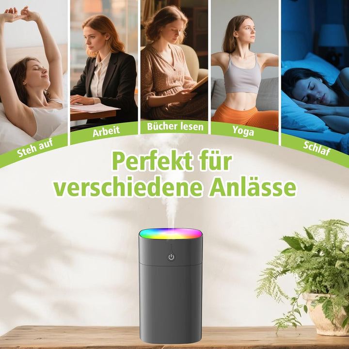 Tragbare Mini-Luftbefeuchter für Schlafzimmer, 400 ml Aromadiffusor für zu Hause, persönlicher Tisch