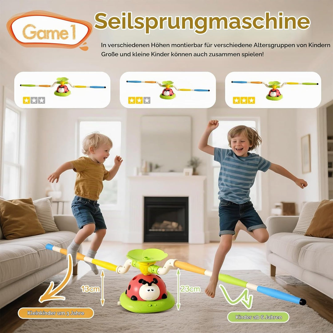 RoserRose 5-in-1 Outdoor Spiele für Kinder, Rakete Spielzeug, Springseil, Ringwurfspiel, Ausweich Sp