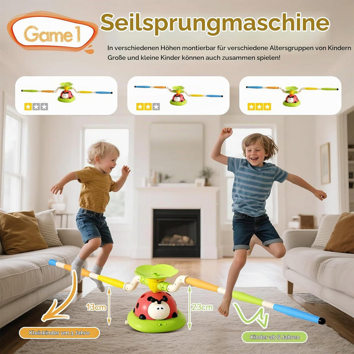 RoserRose 5-in-1 Outdoor Spiele für Kinder, Rakete Spielzeug, Springseil, Ringwurfspiel, Ausweich Sp