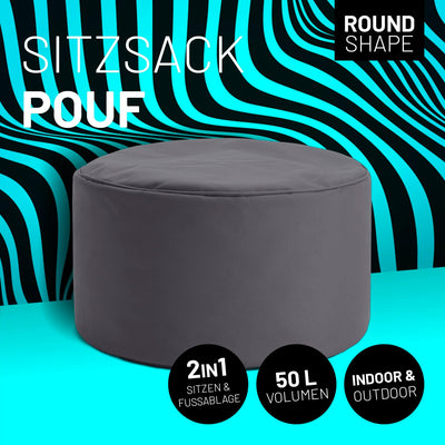 Lumaland Sitzsack Pouf (50 L) | Kompakter Sitzsack mit 3-in-1-Funktion: bequemer Hocker, praktisches